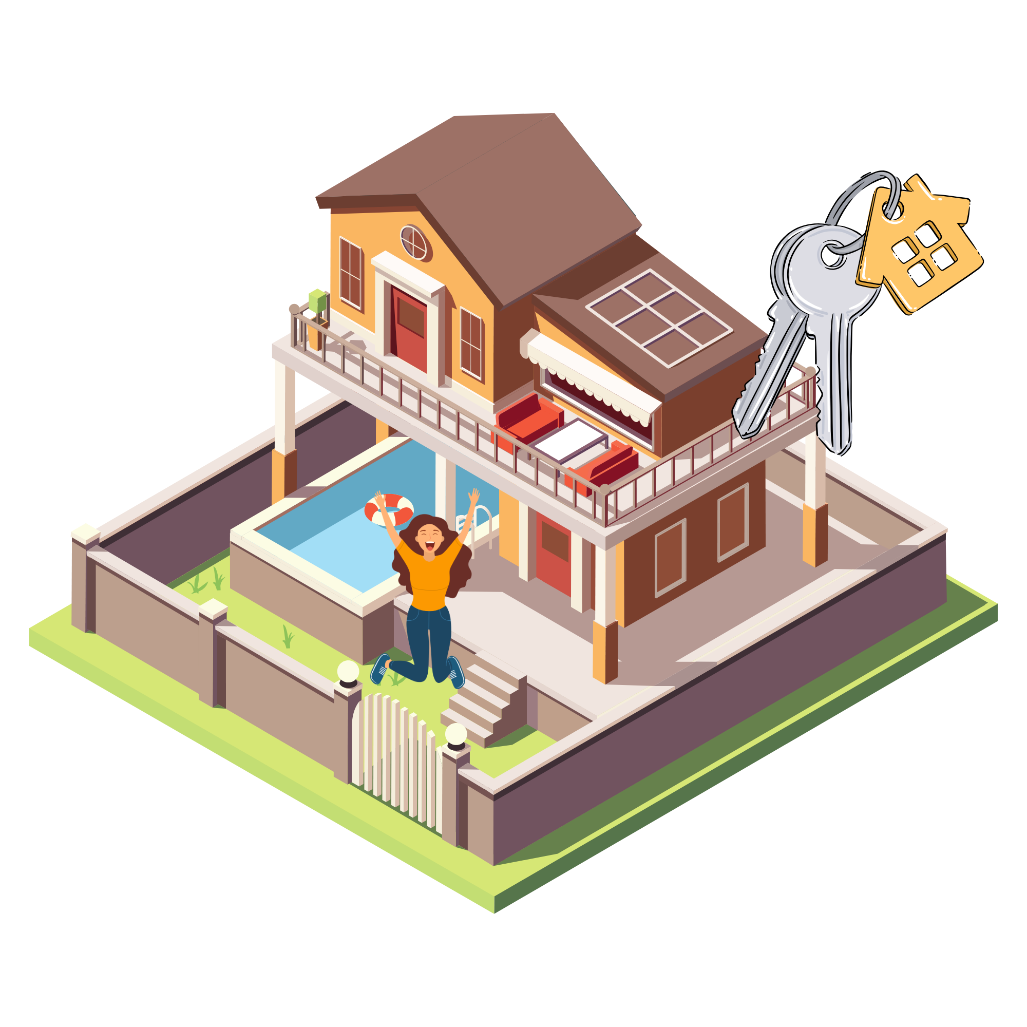 Illustration of a house and keys
